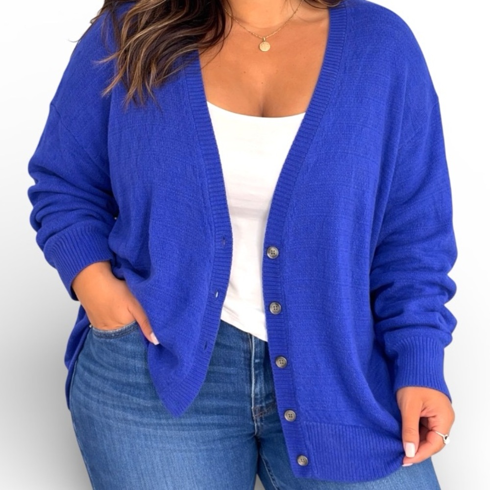 Mossimo Blue Button Cardigan XXL Lightweight V Neck Sweater